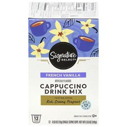 Signature Select Coffee Pods Single Serve Cappuccino Drink Mix French Vanilla - 12 Count