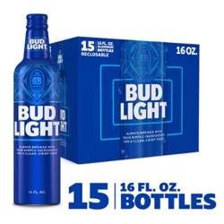 Bud Light American Lager Beer In Aluminum Bottles - 15 - 16 Fl. Oz.
