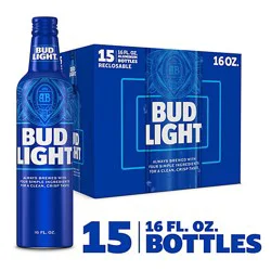 Bud Light American Lager Beer In Aluminum Bottles - 15 - 16 Fl. Oz.
