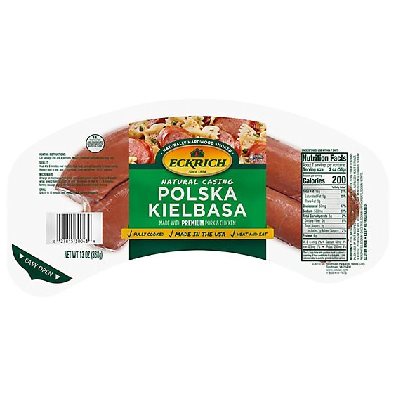 slide 1 of 1, Eckrich Natural Casing Polska Kielbasa Smoked Sausage Rope - 14 Oz, 14 oz