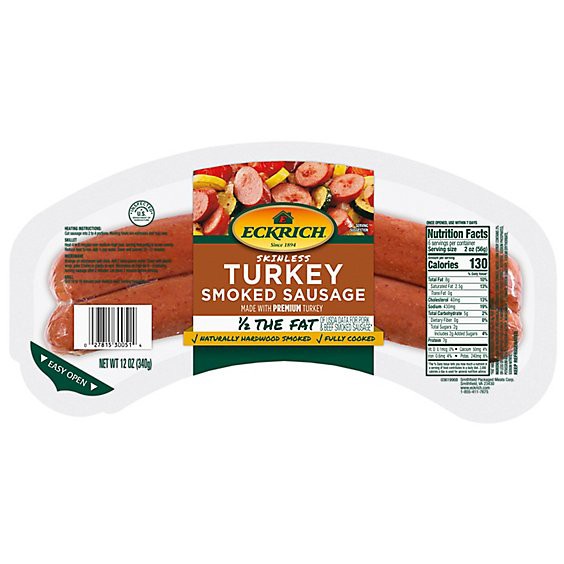 slide 1 of 7, Eckrich Smoked Skinless Turkey Sausage - 13 Oz, 12 oz