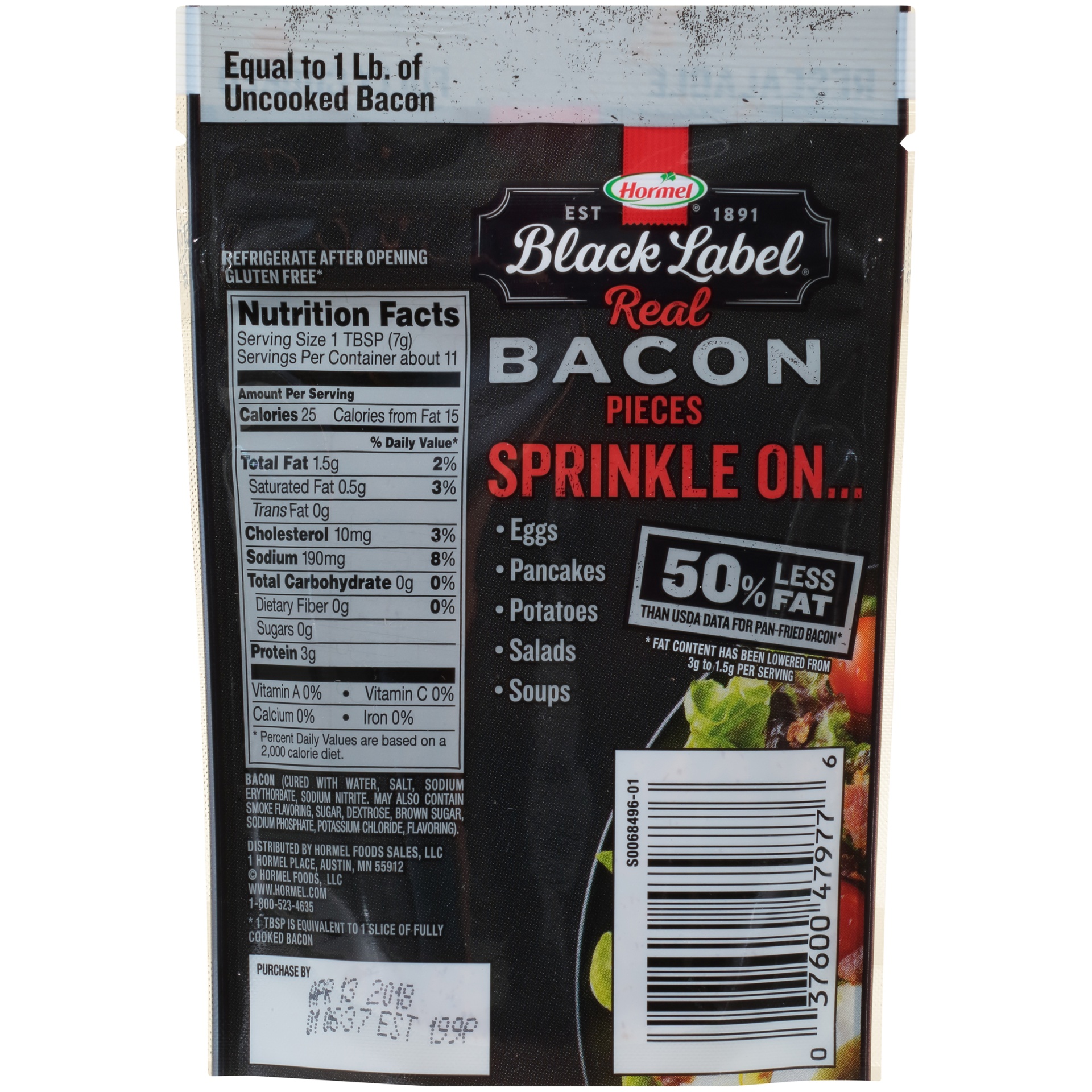 slide 4 of 6, Hormel Bacon, Real Pieces-Hormel Black Label, 2.8 oz