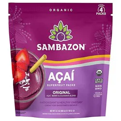 Sambazon Organic Superfruit Packs Orignal Blend Acai Berry + Guarana - 4-3.5 Oz