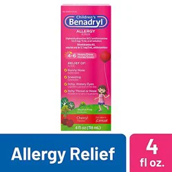 Benadryl Childrens Allergy Cherry Flavored Liquid - 4 Fl. Oz.