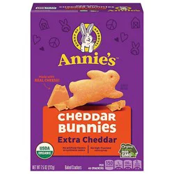 Annies Homegrown Cheddar Bunnies Crackers Organic Baked Snack Extra Cheesy - 7.5 Oz