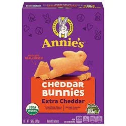 Annies Homegrown Cheddar Bunnies Crackers Organic Baked Snack Extra Cheesy - 7.5 Oz