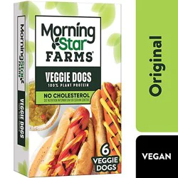Morningstar Farms Meatless Hot Dogs Plant Based Protein Original 6 Count - 8.4 Oz