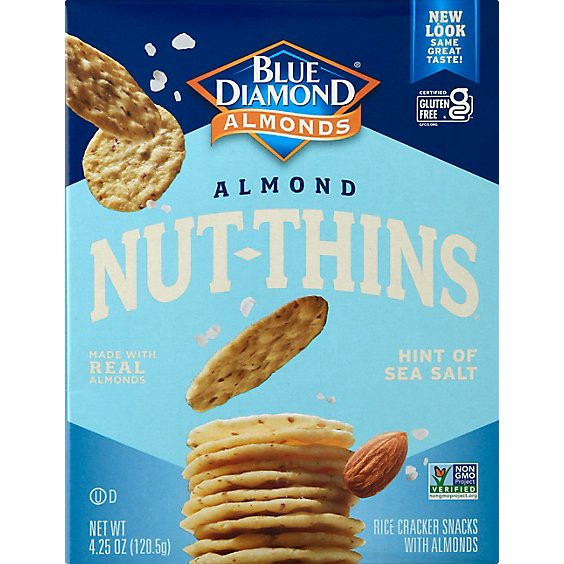 slide 1 of 11, Blue Diamond Nut Thins Cracker Snacks Almond Nut & Rice Hint Of Sea Salt - 4.25 Oz, 4.25 oz