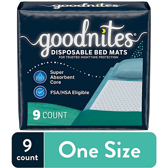 slide 1 of 1, Goodnites Disposable Bed Pads For Bedwetting - 9 Count, 9 ct