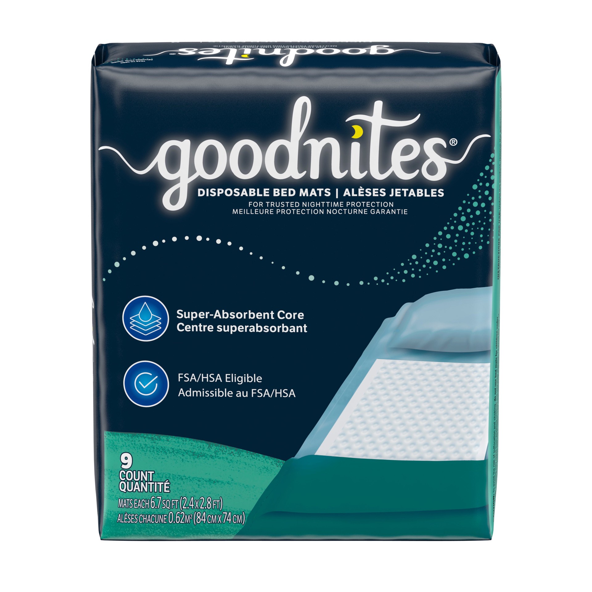 slide 5 of 5, Goodnites Disposable Bed Pads For Bedwetting - 9 Count, 9 ct