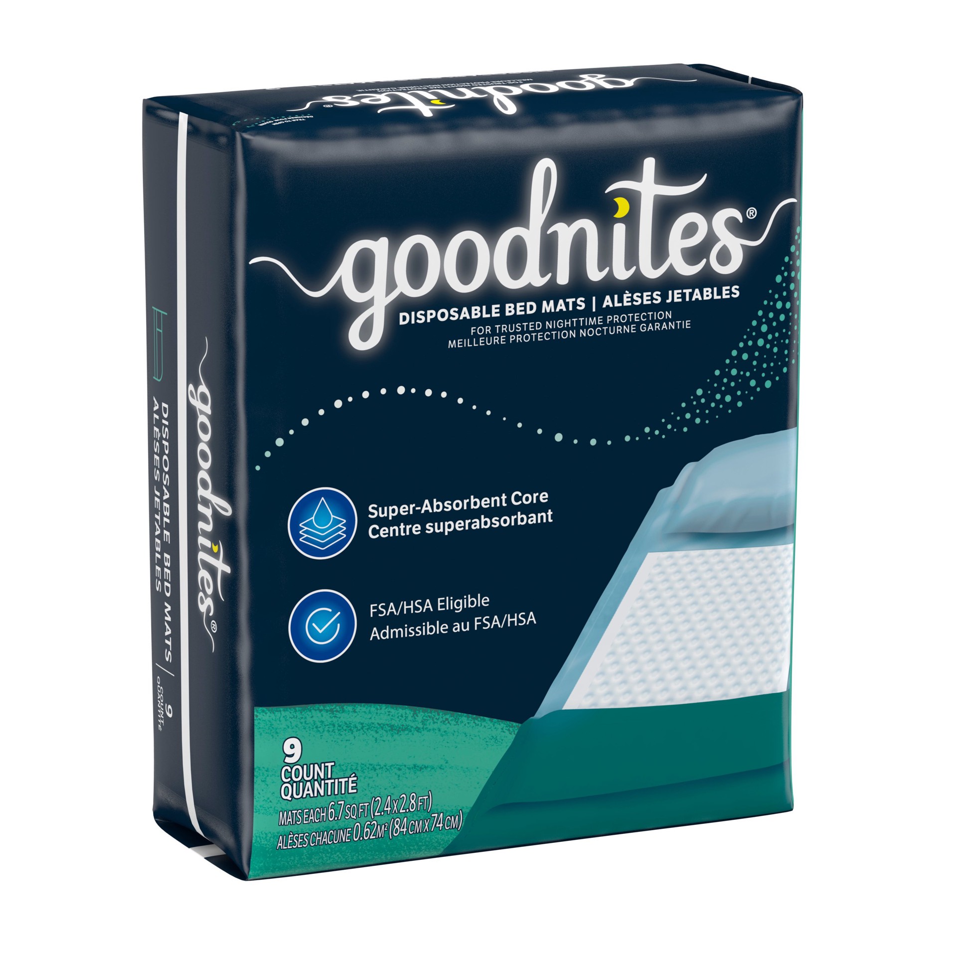 slide 3 of 5, Goodnites Disposable Bed Pads For Bedwetting - 9 Count, 9 ct