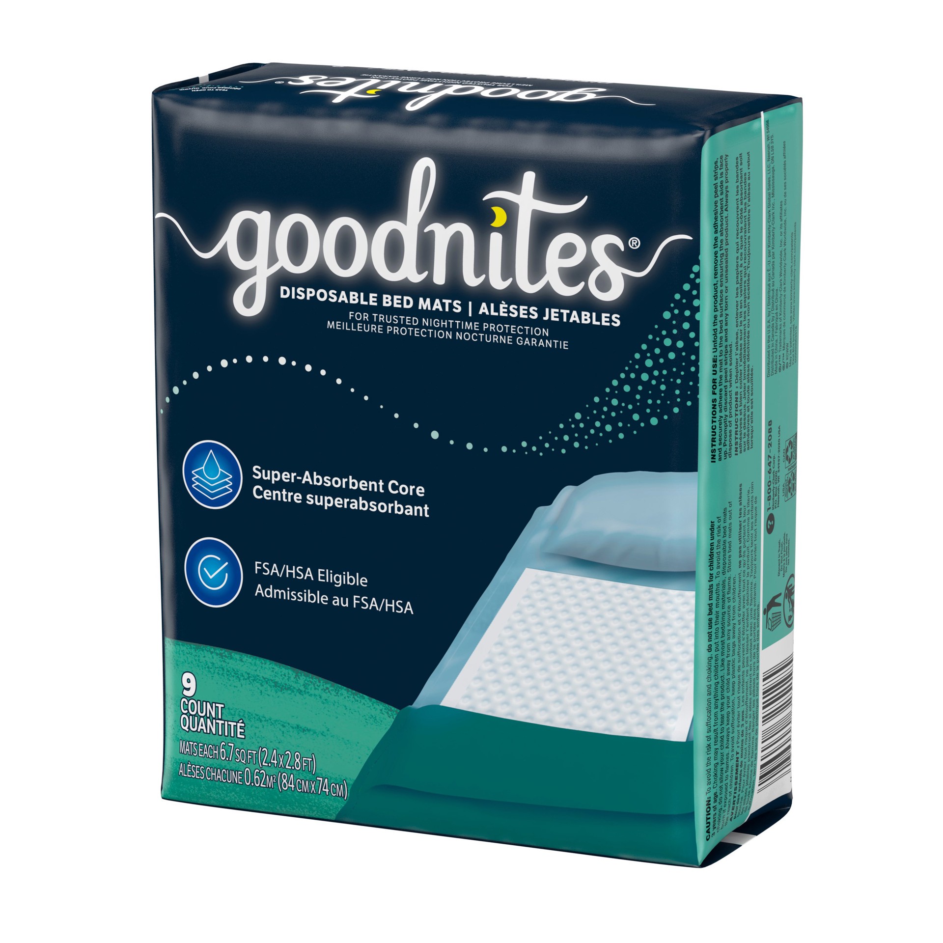slide 2 of 5, Goodnites Disposable Bed Pads For Bedwetting - 9 Count, 9 ct