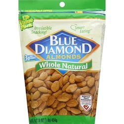 Blue Diamond Almonds Whole Natural - 16 Oz