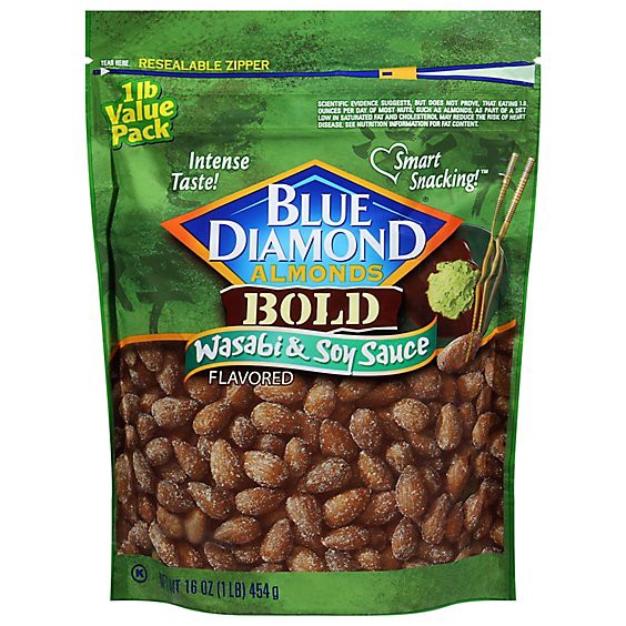 slide 1 of 1, Blue Diamond Almonds Bold Wasabi & Soy Sauce - 16 Oz, 16 oz
