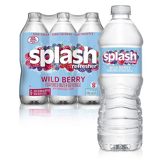 slide 1 of 13, Splash Refresher Wild Berry Flavored Water - 6-16.9 Fl. Oz., 6 ct; 16.9 fl oz