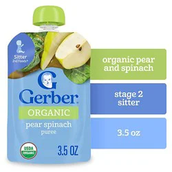 Gerber 2nd Foods Organic Pear Spinach Baby Food Pouch - 3.5 Oz