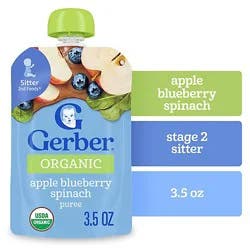 Gerber 2nd Foods Organic Apple Blueberry Spinach Baby Food Pouch - 3.5 Oz