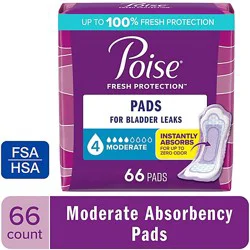 Poise Incontinence Pads 4 Drop Absorbency Incontinence Pads - 66 Count