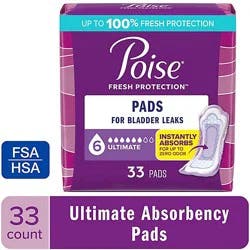 Poise Incontinence Pads 6 Drop Absorbency Incontinence Pads - 33 Count
