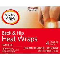 Signature Select/care Heat Wraps Pain Relief Back & Hip - 4 Count