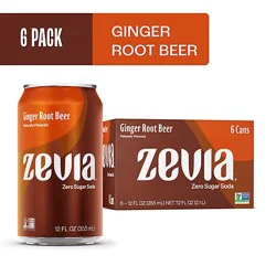 Zevia Zero Sugar Ginger Root Beer Soda - 6-12 Fl. Oz.