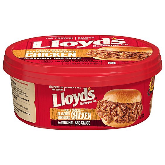 slide 1 of 1, Lloyds Barbeque Shredded Chicken With - 18 Oz, 16 oz
