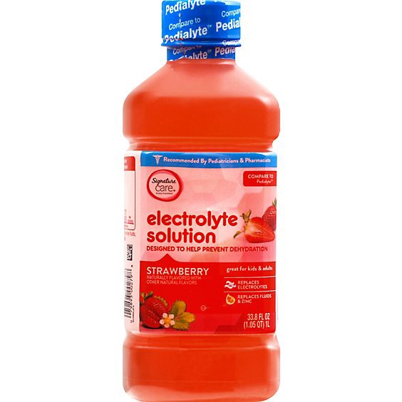 slide 1 of 1, Signature Select/care Electrolyte Solution For Kids & Adults Strawberry - 1 Liter, 33.8 fl oz