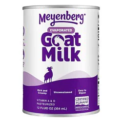 Meyenberg Certified Humane Kosher Gluten Free Easy To Digest Evaporated Goat Milk - 12 Fl. Oz.