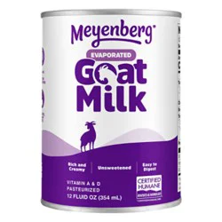 Meyenberg Certified Humane Kosher Gluten Free Easy To Digest Evaporated Goat Milk - 12 Fl. Oz.