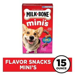 Milk-Bone Flavor Snacks Dog Snacks For All Sizes Minis Beef Chicken Bacon Flavor - 15 Oz