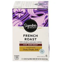 Signature Select Coffee Pods Dark Roast French Roast - 12 Count