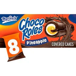 Marinela Choco Roles Pineapple And Creme Filled Snack Cakes With Chocolate Coating - 8 Count