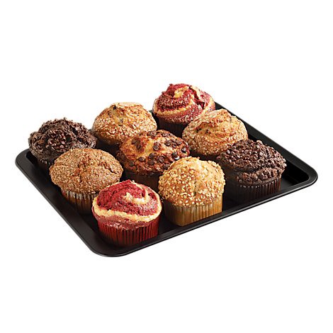 slide 1 of 1, Bakery Assorted Blueberry Lemon Poppy & Chocolate Cheese Muffin 9 Count- Each, 9 ct