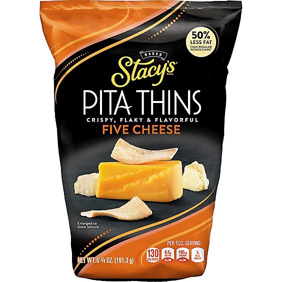 slide 1 of 1, Stacy's Five Cheese Baked Pita Thins Crisps - 6.75 Oz, 6.75 oz