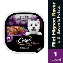 Cesar Loaf & Topper In Sauce Filet Mignon Flavor With Bacon & Potato Soft Wet Dog Food - 3.5 Oz
