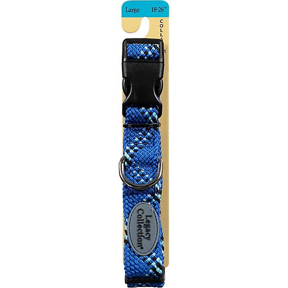 slide 1 of 1, Legacy Collection Dog Collar Large 18 To 26 Inch Braided Blue Card - Each, 1 ct