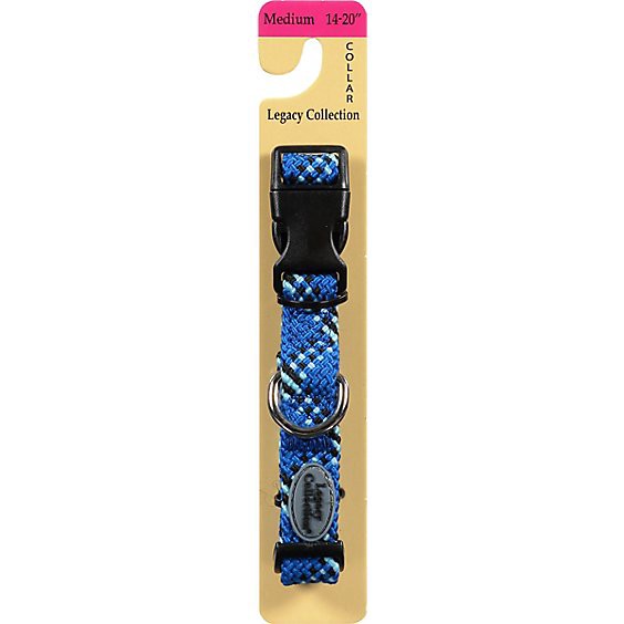 slide 1 of 1, Legacy Collection Dog Collar Braided 14 To 20 Inch Medium Blue Card - Each, 1 ct