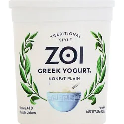 Zoi Greek Yogurt Plain Nonfat - 32 Oz