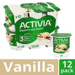 Activia Vanilla Probiotic Low Fat Yogurt Cups - 12-4 Oz
