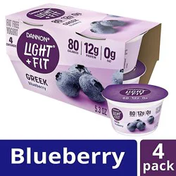 Light + Fit Nonfat Gluten-Free Blueberry Greek Yogurt Multipack - 4-5.3 Oz