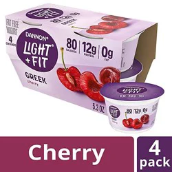 Light + Fit Nonfat Gluten-Free Cherry Greek Yogurt Multipack - 4-5.3 Oz