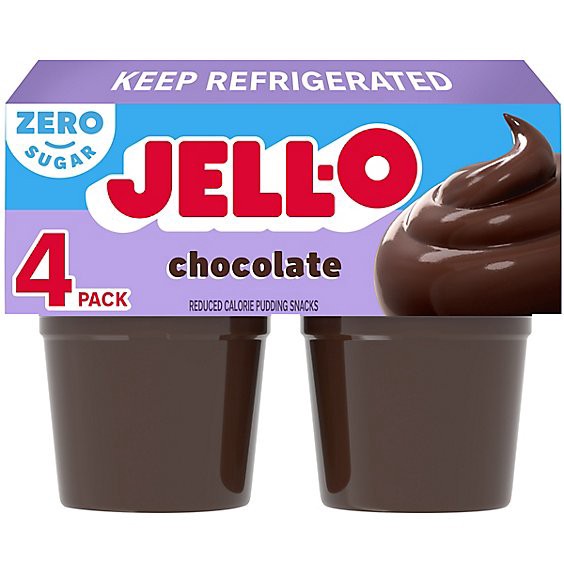 slide 1 of 1, Jell-O Chocolate Sugar Free Ready To Eat Pudding Cups Snack - 4 Count, 4 ct; 3.62o