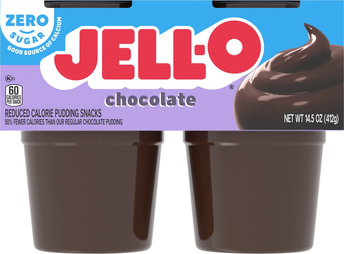 slide 7 of 13, Jell-O Chocolate Zero Sugar Ready-To-Eat Pudding Snack - 4 Count, 4 ct; 3.62o