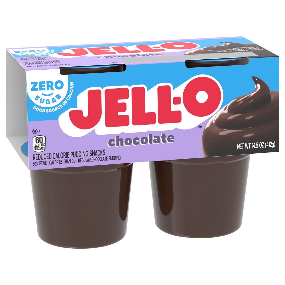 slide 13 of 13, Jell-O Chocolate Zero Sugar Ready-To-Eat Pudding Snack - 4 Count, 4 ct; 3.62o