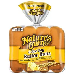 Natures Own Hot Dog Butter Buns Soft White Bread Hot Dog Buns 8 Count - 15 Oz