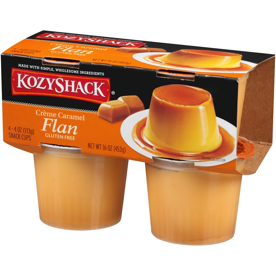 slide 3 of 8, Kozyshack Kozy Shack Creme Caramel Flan 4-4 oz. Cups, 16 oz