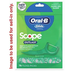 Oral-B Glide Mint With Long Lasting Scope Flavor Dental Floss Picks - 75 Count