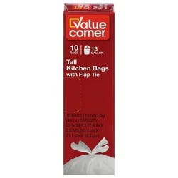 Value Corner Kitchen Bags Drawstring Tall 13 Gallon - 10 Count