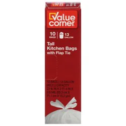 Value Corner Kitchen Bags Drawstring Tall 13 Gallon - 10 Count