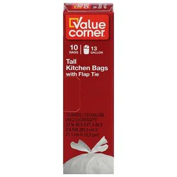 Value Corner Kitchen Bags Drawstring Tall 13 Gallon - 10 Count